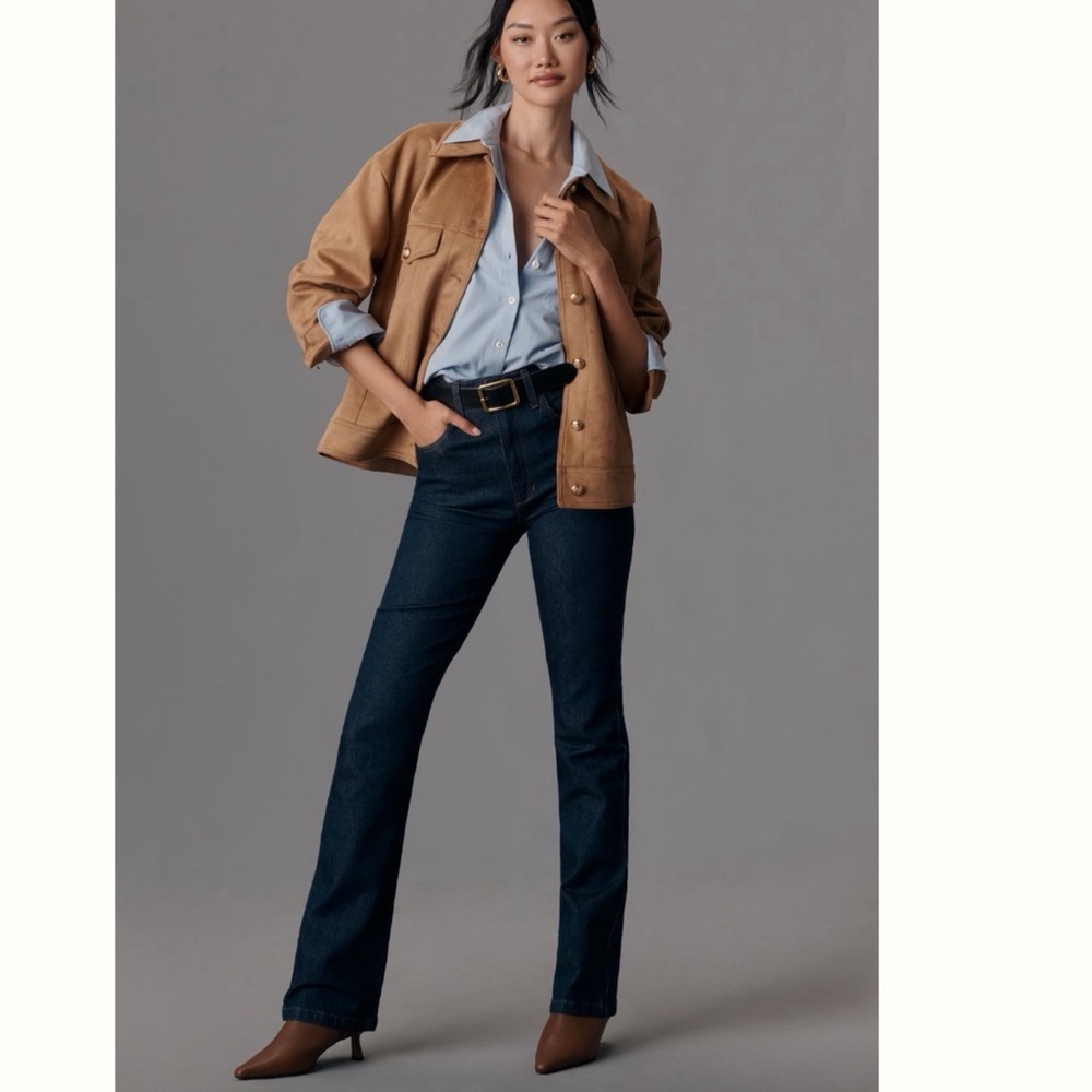 Anthropologie Maeve Tan Suede Trucker Jacket - Picture 3 of 14